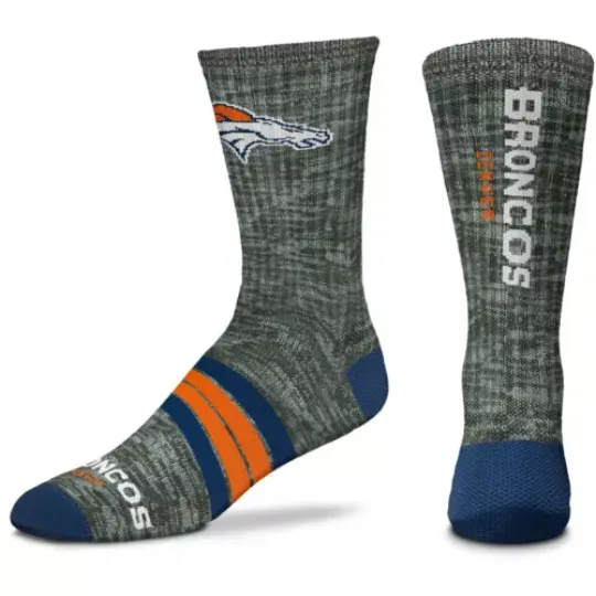 Denver Broncos football For Bare Feet Promo The Quad Deuce Crew Socks *Large
