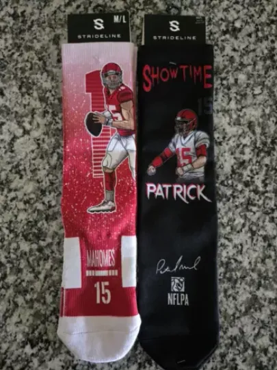2 Pairs Of Patrick Mahomes Strideline Socks Size M/L NWT Kansas City Chiefs football