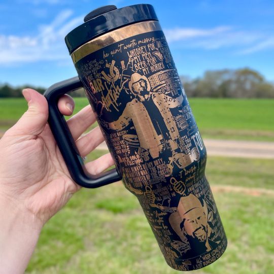 Laser Engraved Toby Keith 40oz Tumbler with Handle