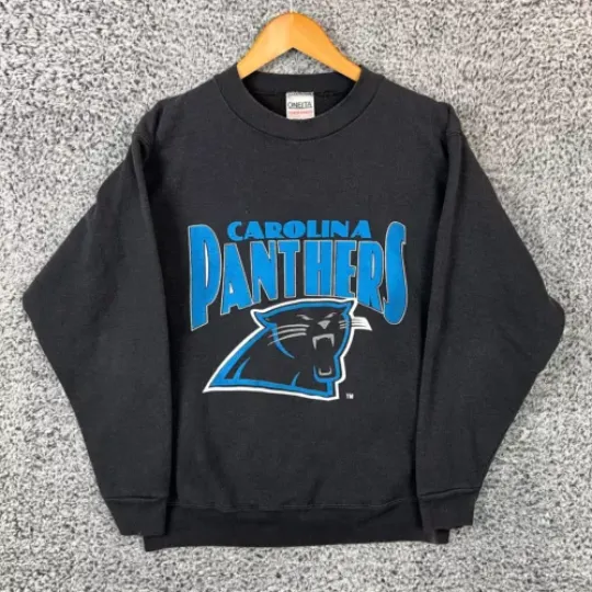 Vintage Carolina Panthers Sweater Adult Medium Black Sweatshirt 90s USA Mens M