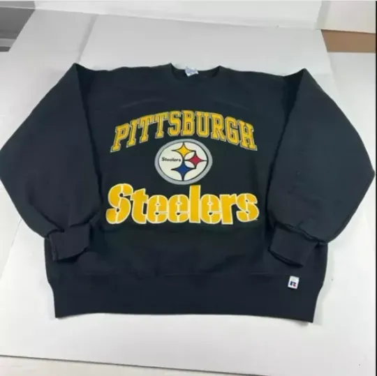 90s football Pittsburgh Steeler Sweatshirt Black Crewneck  AN40311