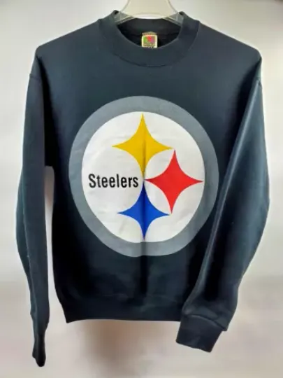 Vtg 80s 90s Pittsburgh Steeler football 50/50 Logo Sweater Size Medium Single Stitch
