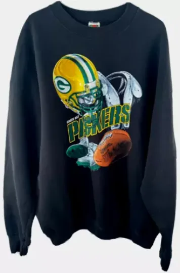 Vintage 90s Green Bay Packers Sweater Sweatshirt football Football Size 2XL Black