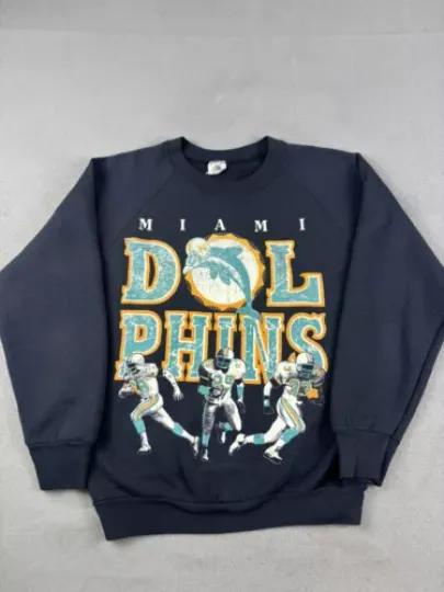 Vintage Miami Dolphins Sweatshirt Size Medium Black Crewneck football Football 90s
