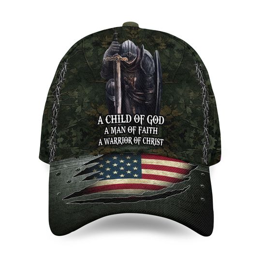Knight Templar A Child Of God A Man Of Faith A Warrior Of Christ Baseball Cap