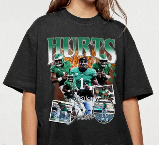 Vintage Jalen Hurts Shirt - Football T Shirt Custom Vintage Design 90s Graphic Tee Unisex Bootleg Retro football Gift Philadelphia Eagles Team