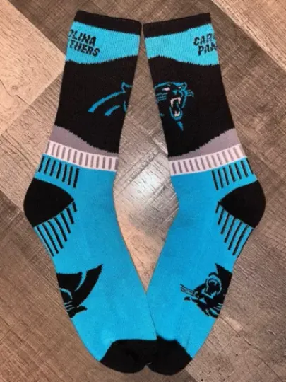 CAROLINA PANTHERS football FOOTBALL LOGO SPORT FAN CREW LENGTH SOCKS LARGE