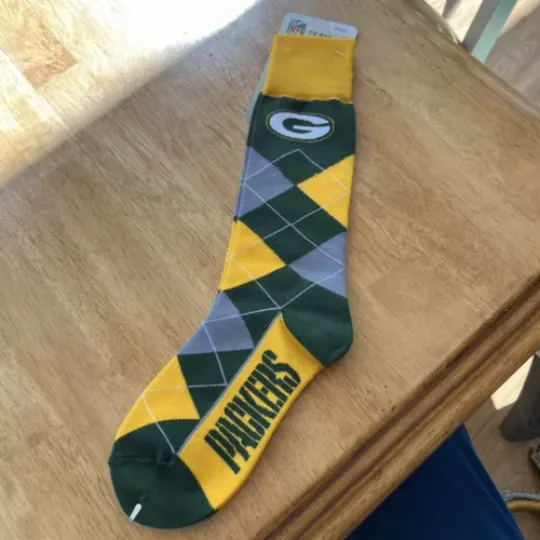 GREEN BAY PACKERS football FOOTBALL LOGO Forest Green OSFM Dress Socks