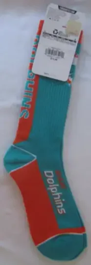MIAMI DOLPHINS FOR BARE FEET football SOCKS SIZE LARGE - NEW
