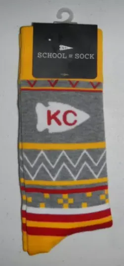 School of Sock KC Kansas City Chiefs football Football Arrowhead Aztec Pair of Socks