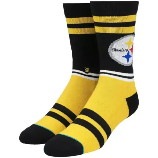 STANCE football Pittsburgh Steeler Logo Crew Socks Yellow & Black - Mens Large 9 -12