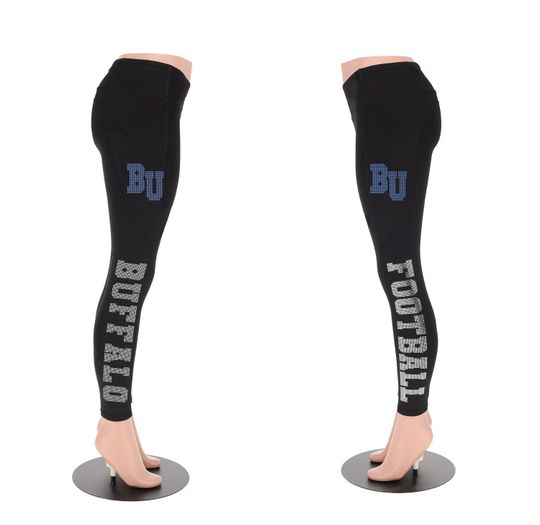 Buffalo Football Leggings, Rhinestone Leggings , Cute and Cozy Yoga Leggings, Game Day Leggings and Football Women Pant