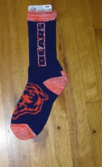 NWT Chicago Bears football Team Apparel Navy Blue/Orange Crew Socks Size MD