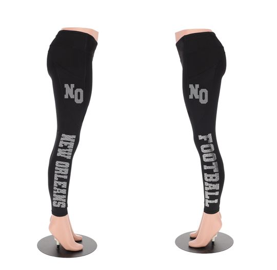 New Orleans Football Leggings, Rhinestone Leggings, Stretch Pants, Sports Leggings, Teen Leggings, Women's game day Football Leggings