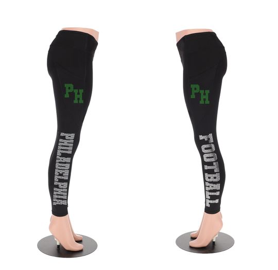 Philadelphia Football Leggings, Rhinestone Leggings, Football Inspired Leggings for Girls, Ladies Football Style Sports Leggings