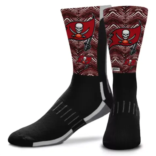 Zubaz X FBF football Adult Unisex Tampa Bay Buccaneers Phenom Curve Crew Socks