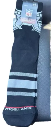 Mitchell & Ness football Team Raiders Socks S/M Black Crew New With Tags
