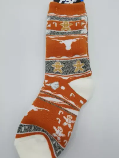Texas Longhorns Holiday Socks NEW Men's Shoe Size 5-10 Medium