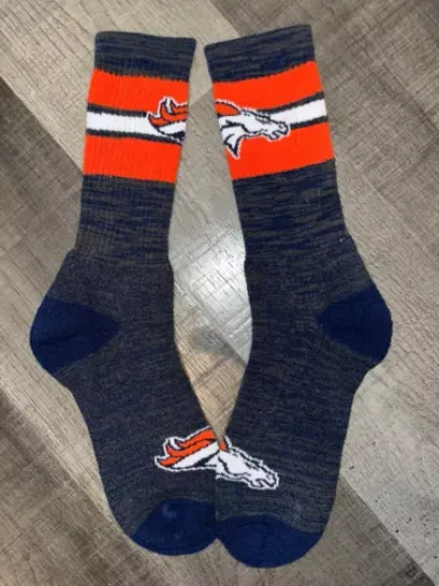 DENVER BRONCOS football FOOTBALL TEAM LOGO FIRST STRING CREW LENGTH SOCKS LARGE