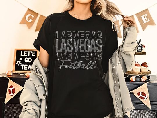 Las Vegas Gameday Sparkling  Rhinestone T-Shirt, Sunday Game Day Football Fans Shirt