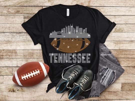 Tennessee Rhinestone T-Shirt, Glittering Game Day Football Fan Shirt, Bling Sparkling Team Tee, Dazzling Eye-Catching Design Tee for Sunday