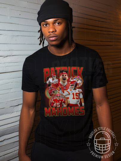 Patrick Mahomes Football Shirt for Men Women Vintage 90s Bootleg Style Classic Graphic Tee Gift for Football Fan Retro Kansas City Mech