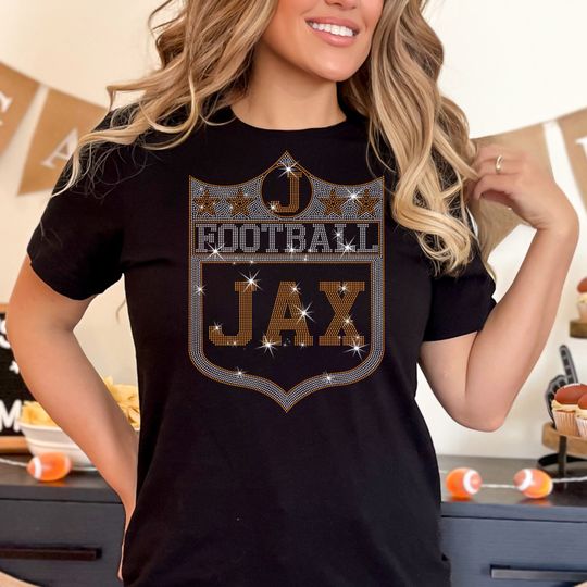 Jacksonville Rhinestone T-Shirt, Sunday Football Fans Tee Shirt