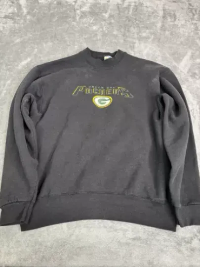 Vintage 90s Green Bay Packers football Pullover Sweatshirt Men’s Size Large Black