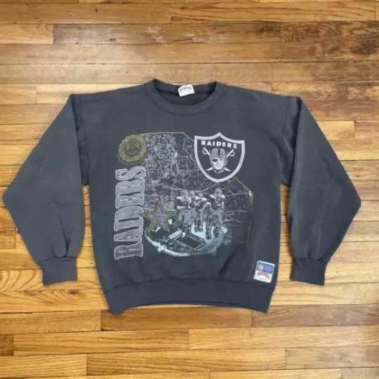 90’s Vintage Nutmeg football Los Angeles Raiders Crewneck Sweatshirt Size M Used VTG