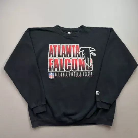Vintage Atlanta Falcons Sweatshirt Mens XL Black Starter Pullover USA Made 90s