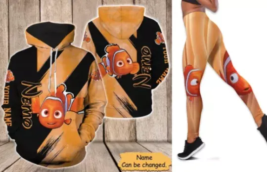 Custome Name Hollow Hoodie Legging Set for Fan /Finding Nemo-For Women