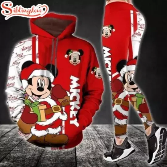 Mickey Mouse Santa Christmas Hoodie Legging Set