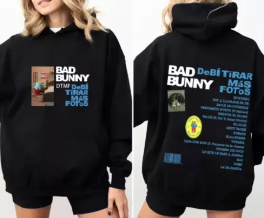 Bad Bunny Debi Tirar Mas Fotos Hoodie Merch Many Colors DTMF Album Cover Print