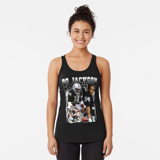 Bo Jackson Bo Knows Signature Vintage Legend Baseball Football Bootleg Rap Graphic Style 5 Racerback Tank Top