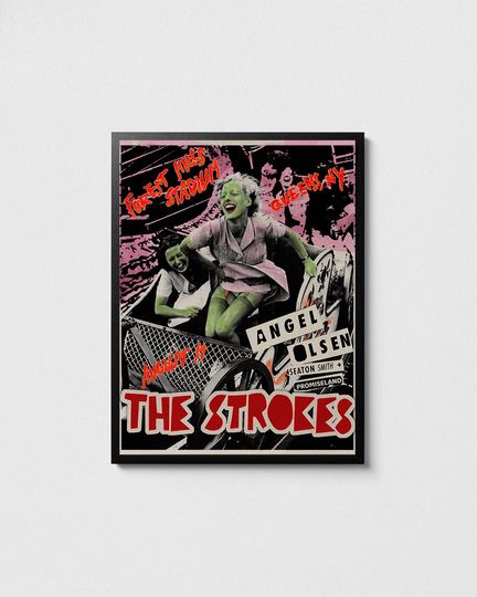 The Strokes Forest Hills concert poster, Rock music art, Music wall decor