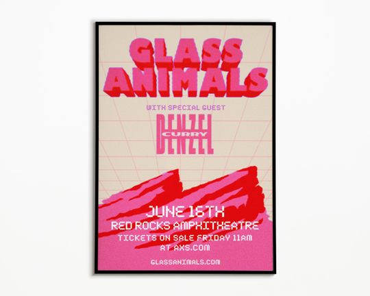 Glass Animals concert poster, Psychedelic rock art, Indie rock lover wall art, Music wall decor