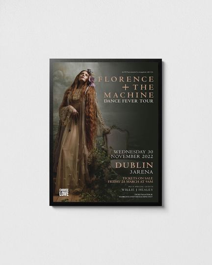 Florence and the Machine concert poster, Florence and the Machine Dance Fever tour print, Rock music decor, Music room art