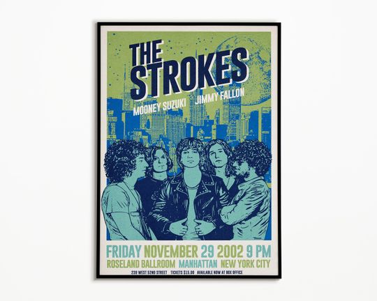 The Strokes concert poster, The Strokes print, Music room decor, Rock gift, Rock wall art