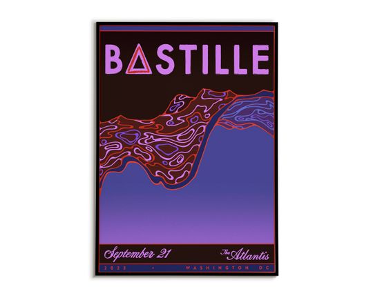 Bastille 2023 concert poster, Gig print, Rock poster, Music poster, Indie lover art, British band poster