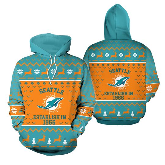 Miami Dolphins Men's Pullover Hoodie Sweatshirt Workout Gym Jogging Jacket Gift