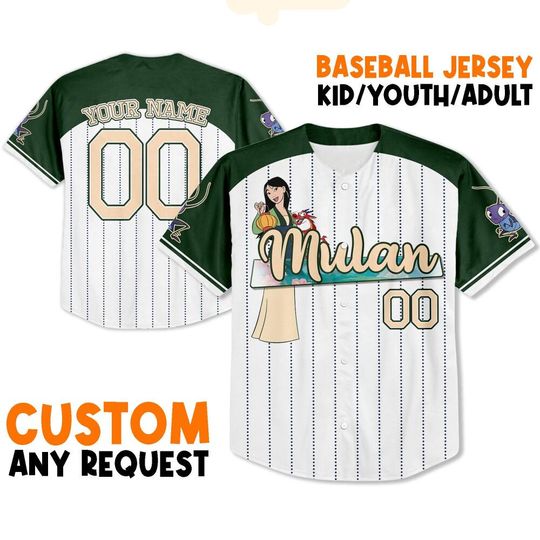 Custom Disney Princess Mulan Baseball Jersey, Disney Baseball Jersey Sports, Cute Baseball Jersey