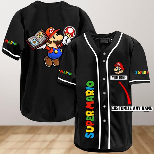 Custom Super Mari Baseball Jersey, Mari Bros Jersey Shirt, Super Daddio Baseball Jersey