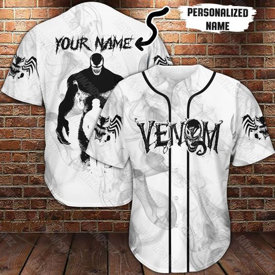 Halloween Horror Baseball Jersey, Personalized Venom Baseball Jersey, Venom Hero Baseball Jersey