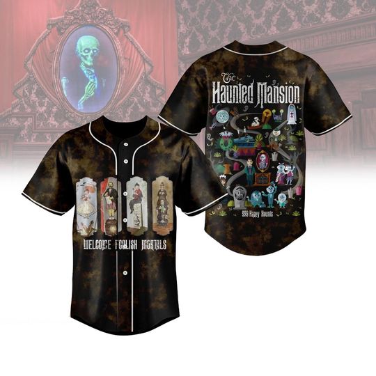 Haunted Mansion Map Baseball Jersey, Disney Baseball Jersey, Welcome Foolish Mortals Baseball Jersey