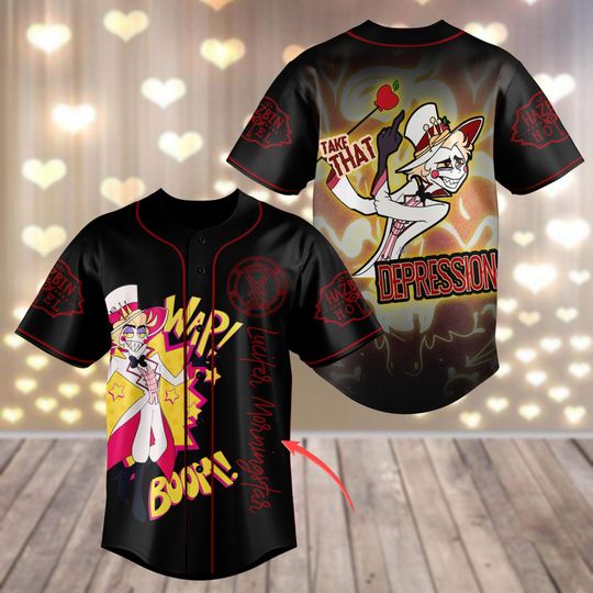 Custom Hazbin Hotel Lucifer Baseball Jersey, Series Jersey Shirt, Disney Baseball Jersey
