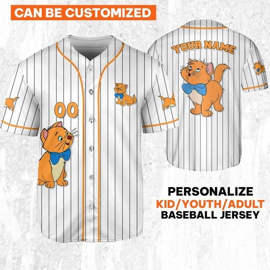 Personalize Disney The Aristocats Toulouse Baseball Jersey, Disney Baseball Jersey Sports