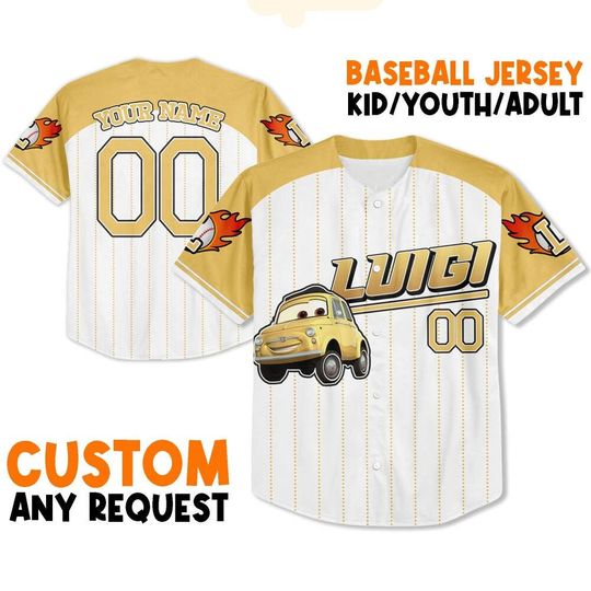 Custom Disney Border Luigi Baseball Jersey, Disney Baseball Jersey Sports
