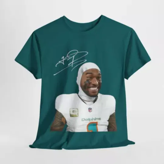 Dolphins football Tua Tagovailoa Autograph Cotton T-Shirt, Game Day Football T-Shirt