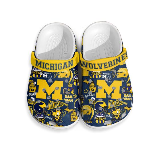 Michigan Wolverines NCAA Sport Clogs Football Clogs Shoes, NCAA Football Clogs Shoes, University Merch