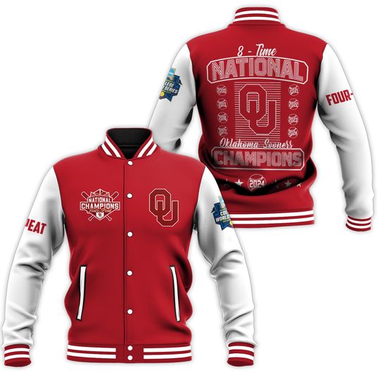 8-Time National NCAA Oklahoma Sooners Champions 2024 Baseball Jacket